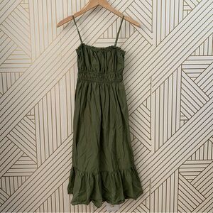 Dizzy Lizzy smocked Milkmaid Cottagecore 100% Cotton Midi Dress cottage core S